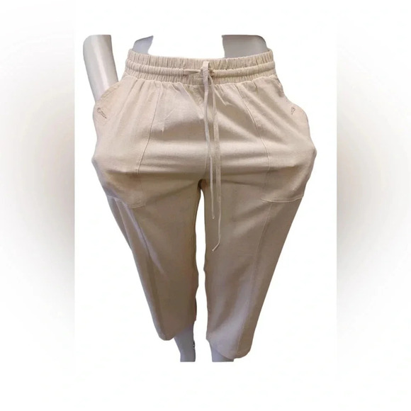DKR Linen Blend Oatmeal Capri Size Small - Picture 3 of 8
